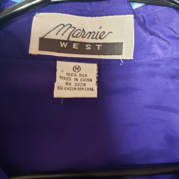 Marmie West Women’s 100% Silk Button-Up Shirt Deep Purple Long Sleeve Size M NWT - Picture 4 of 13